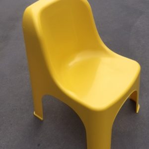 Retro Yellow Child Chairs. Stackable and fit perfect with our Kids height adjustable Tables
