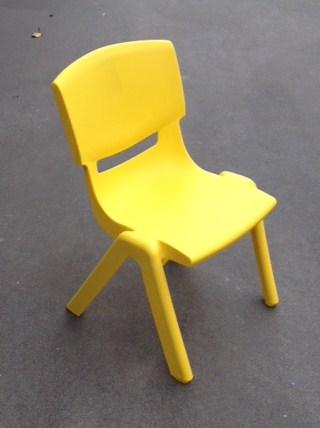 Yellow Child Chairs. Stackable and fit perfect with our Kids height adjustable Tables